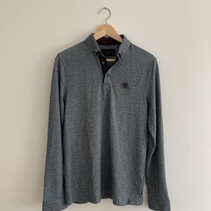 Ted Baker Grey Long Sleeve Polo | Size 3